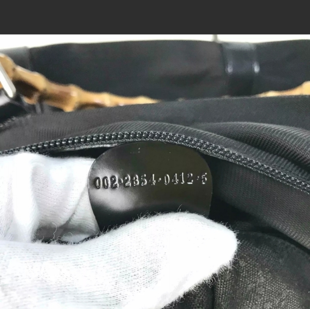Gucci Bamboo Handled Black Nylon Tote - Picture 4 of 12